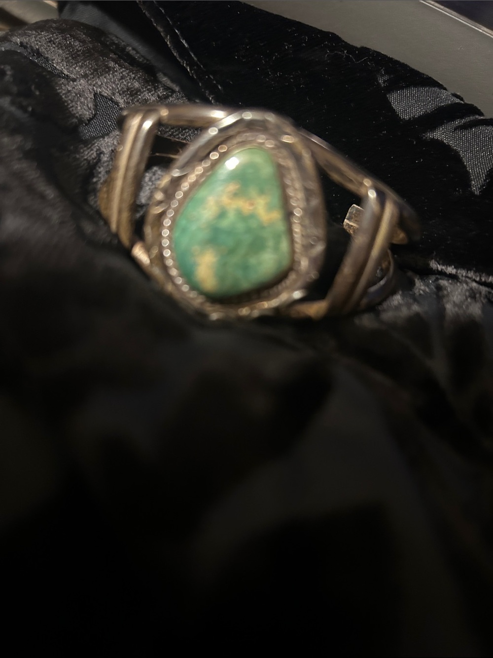 Frank Guerro Turquoise Stone Silver-Tone Cuff Bracelet - Green - Picture 2 of 3